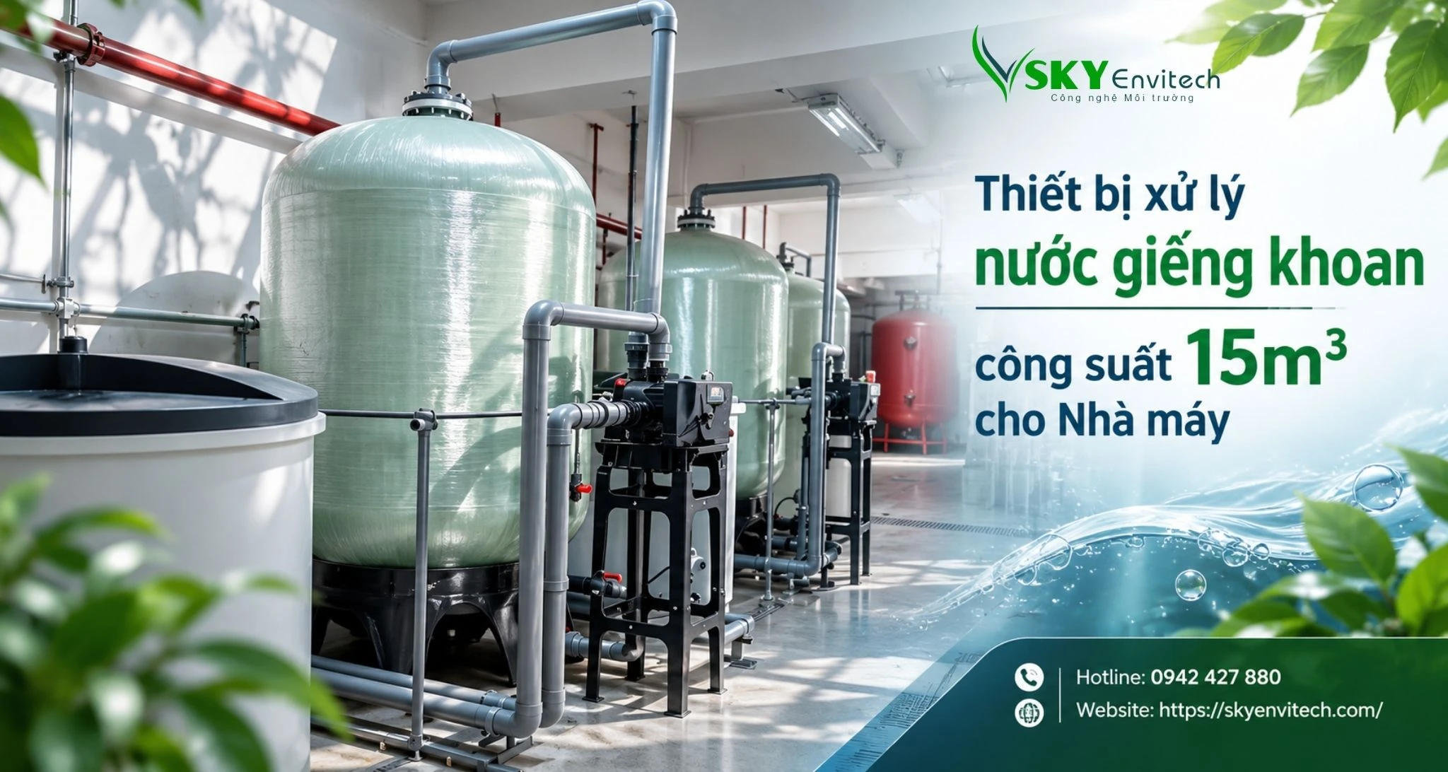 Thiết bị xử lý nước giếng khoan công suất 15m3 cho Nhà máy
