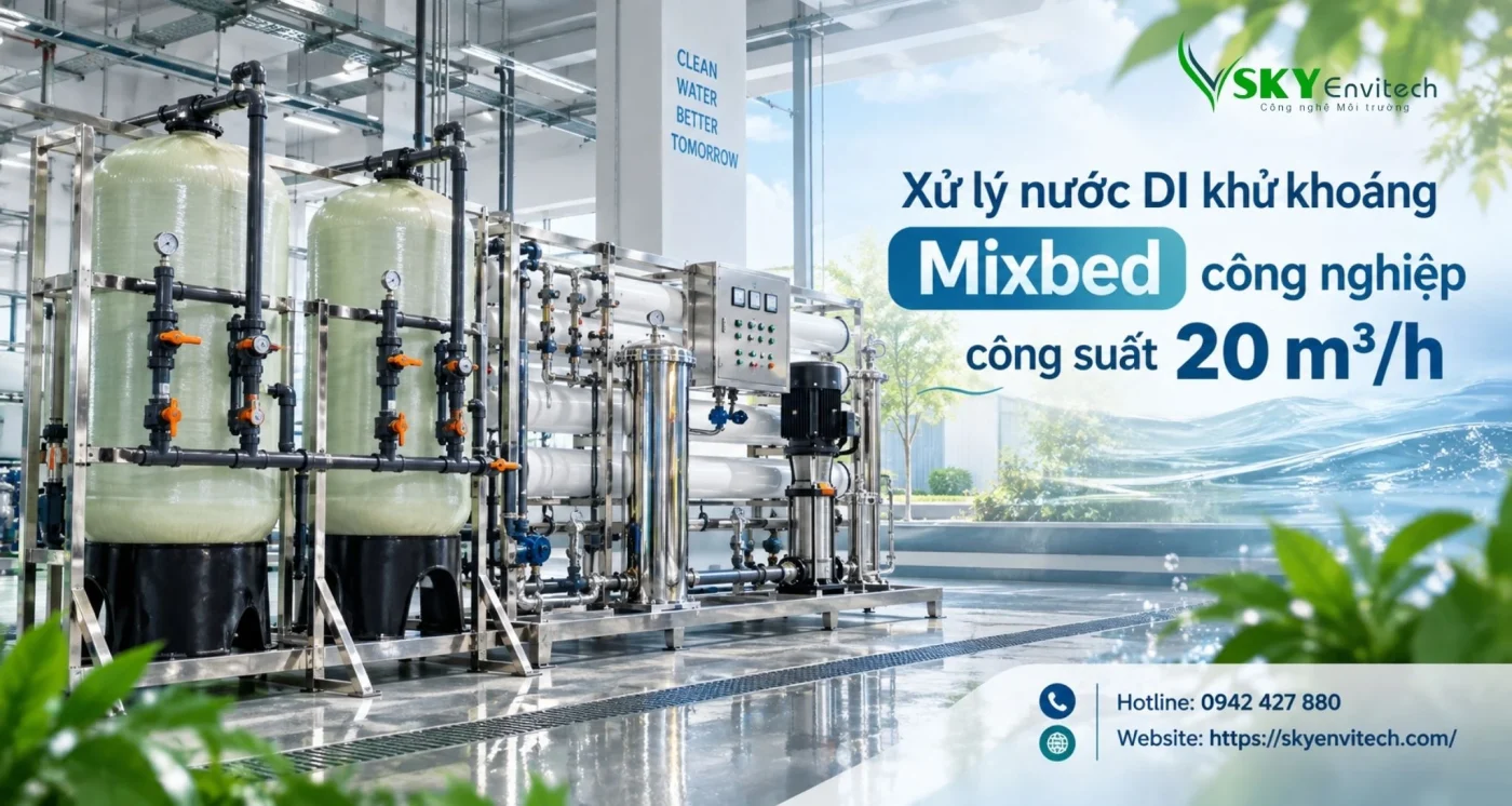 Xử lý nước DI khử khoáng Mixbed công nghiệp công suất 20 m3/h